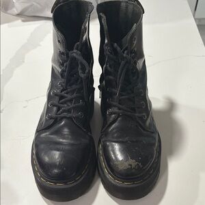 Dr Marten platform Black Leather Women's Boots Mens 7 Womens 8